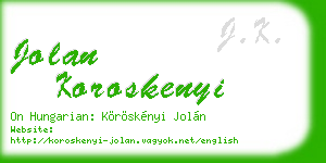 jolan koroskenyi business card